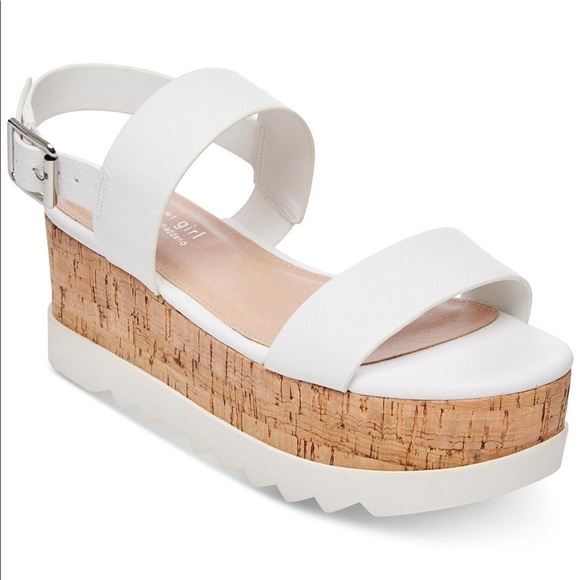 Madden Girl Shoes - Madden Girl White Sugarr Flatform Platform Sandals